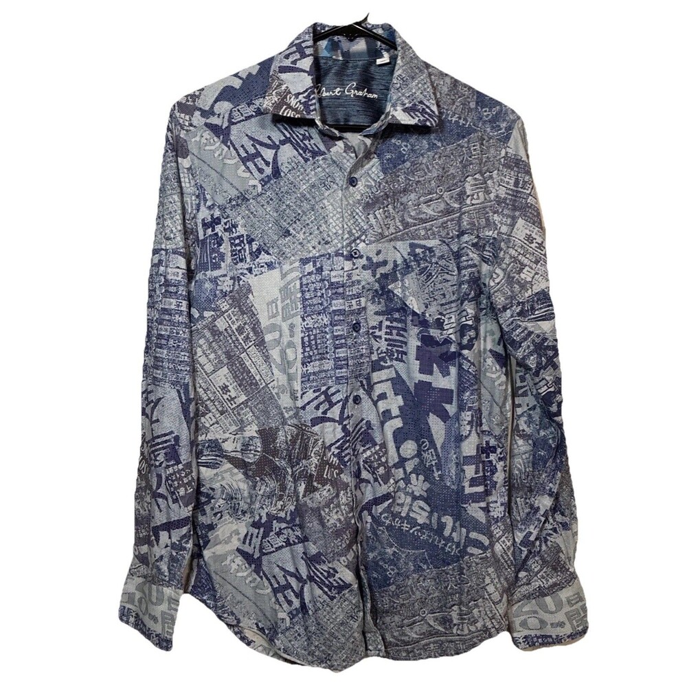 Robert Graham Rare Blue Multicolor Graphic Long Sleeve Shirt